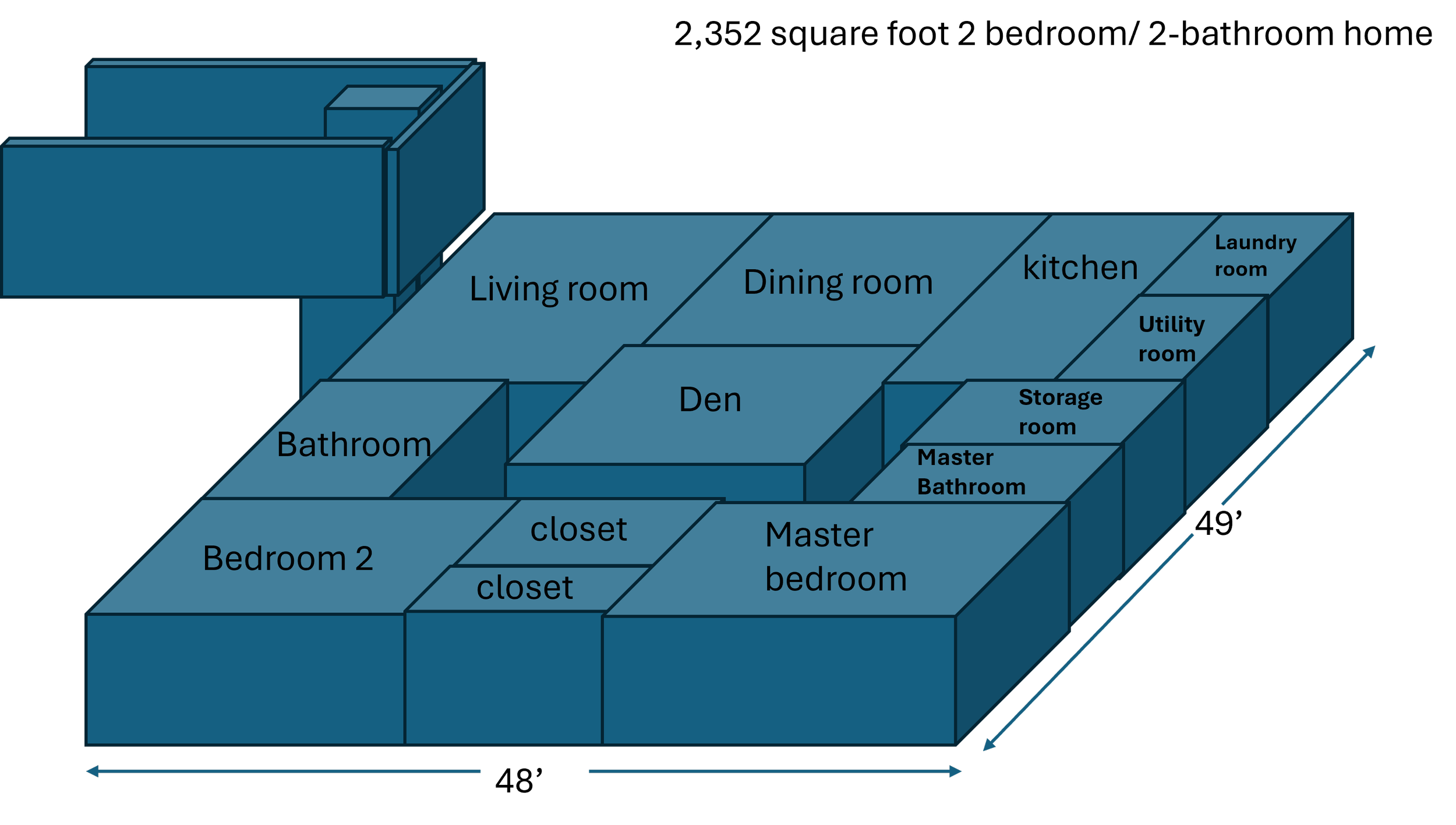 Two Bedroom, Two Bath Underground Home Blueprints