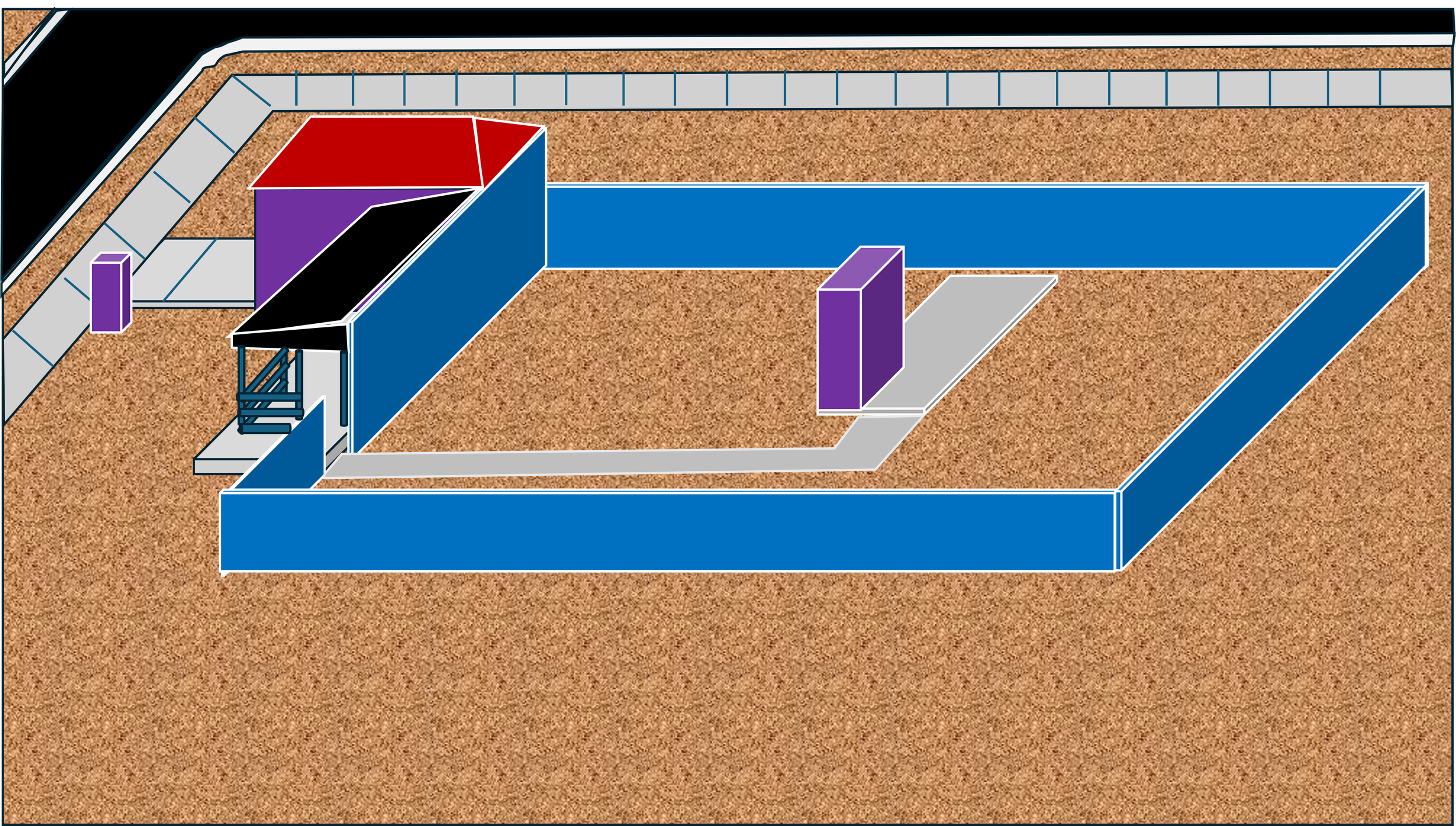 Blueprint for Two Bedroom, One Bathroom Underground Home, 2,371 sqft.