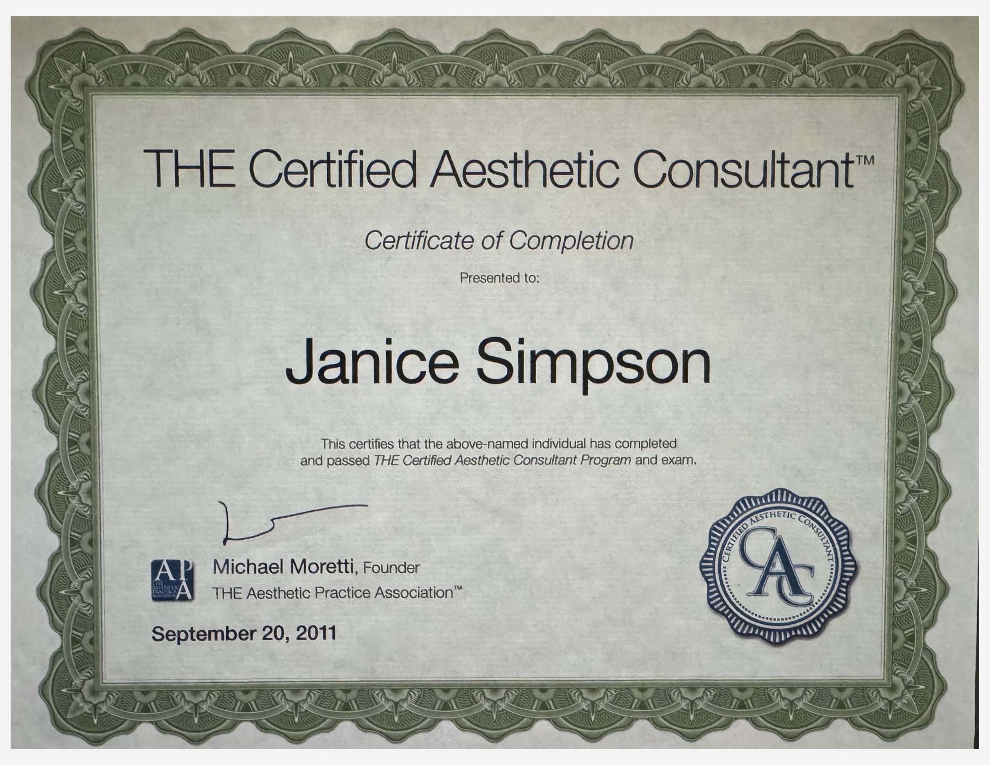 Janice Simpson THE Certified Aesthetic Consultant