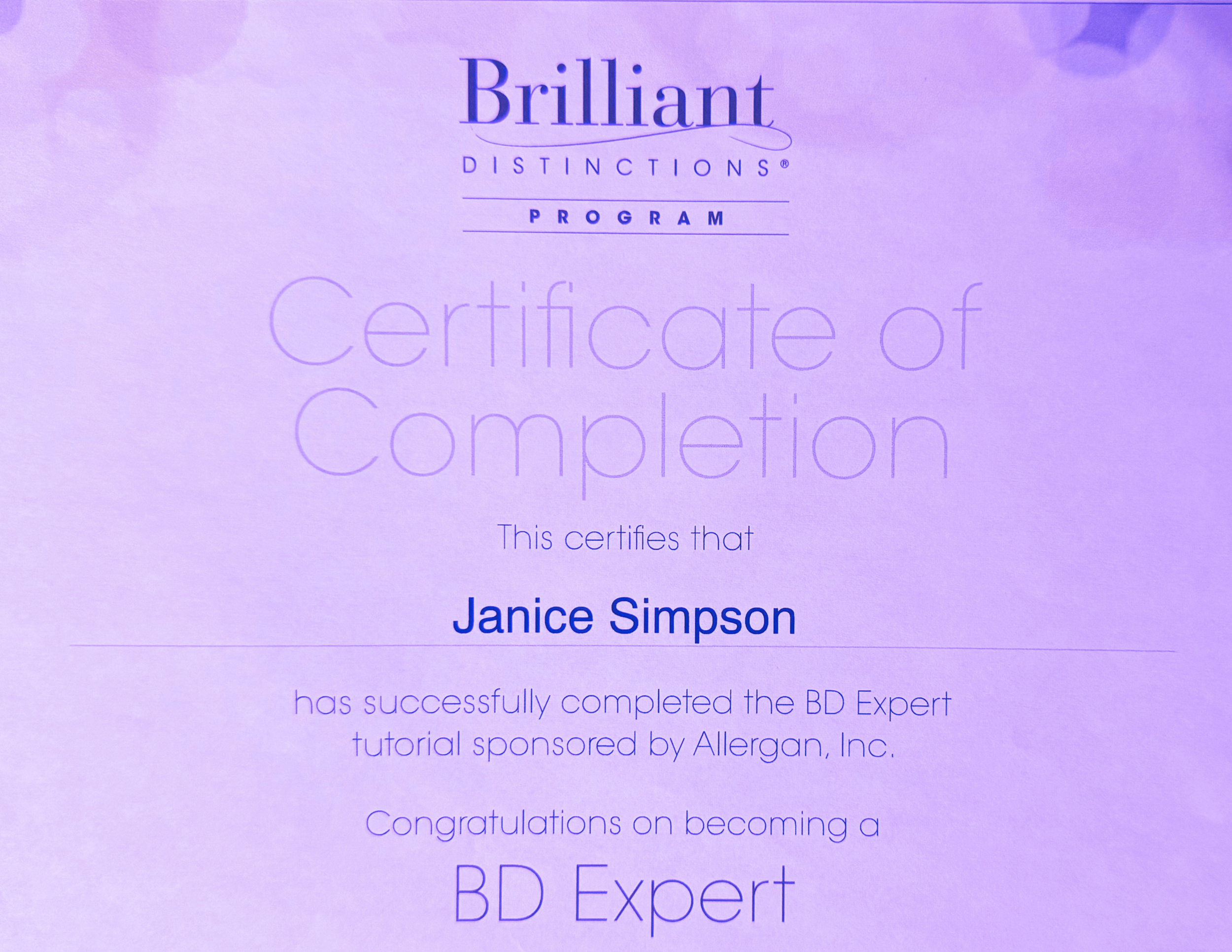 Janice Simpson Brilliant Distinctions Training