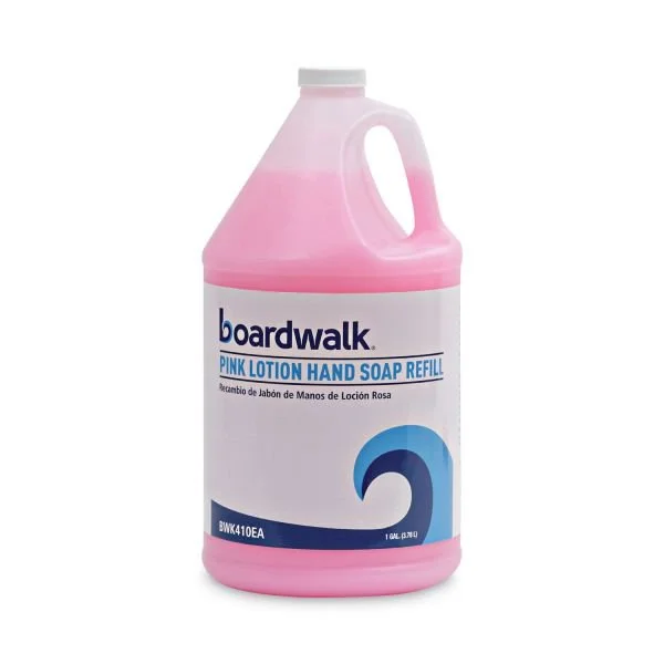 Boardwalk Mild Cleansing Pink Lotion Hand Soap Refill, Cherry Scent, 1 gal Bottle, 4/Carton