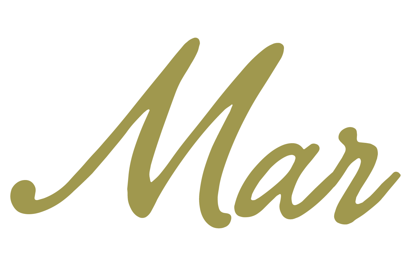 The word 'May' written in cursive gold lettering on a black background.