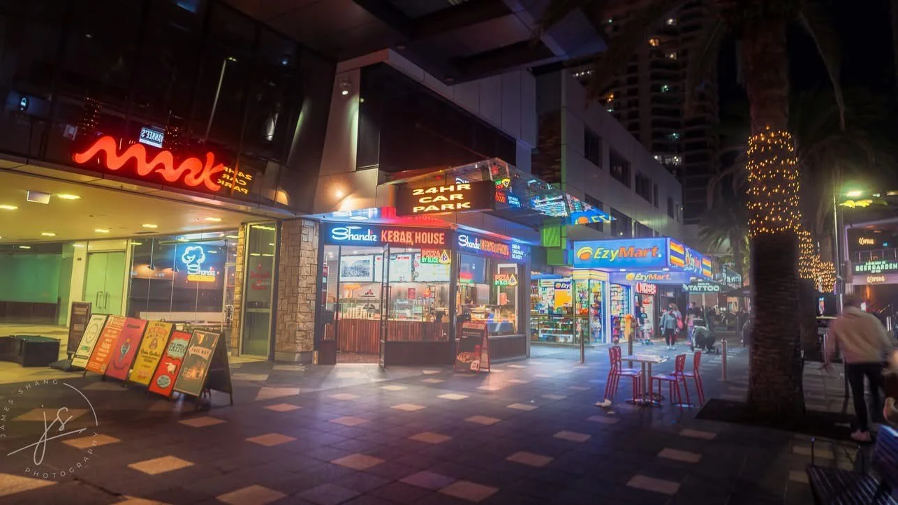 Surfers Paradise street at night