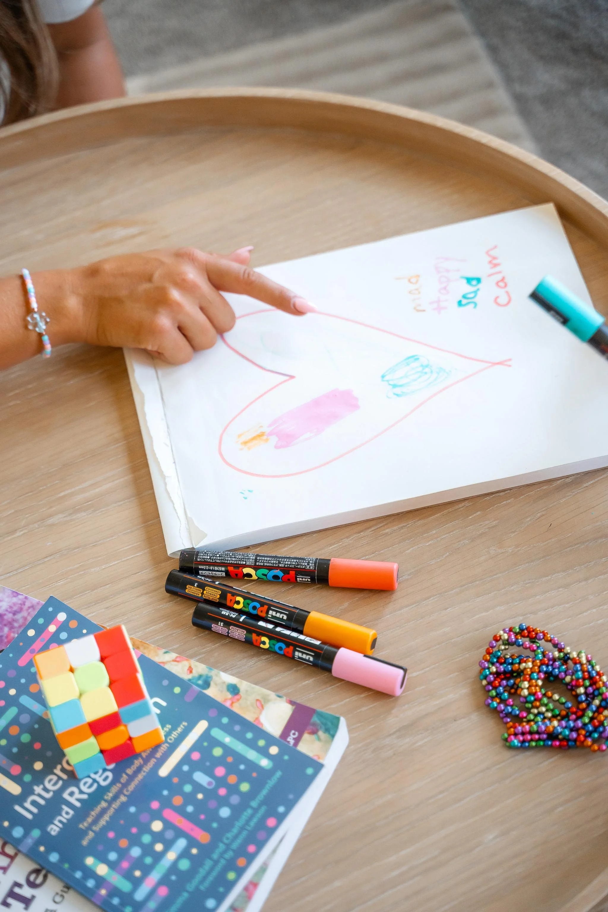 Child expressing feelings through drawing during grief and loss therapy at Ten Child Psychology in Calgary