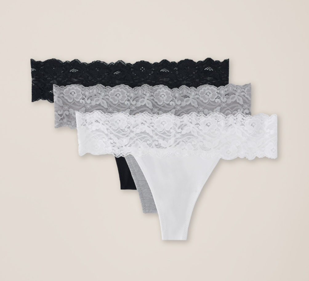 Lace Waist Thong 3-Pack