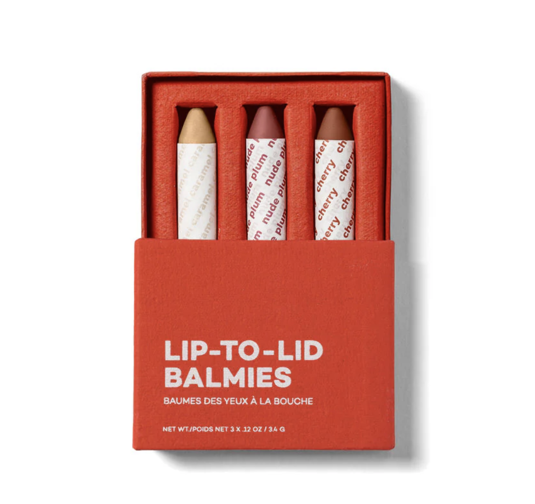 Lip-To-Lid Balmies
Brand: Axiology
EWG Rating: 1-2 depending on color