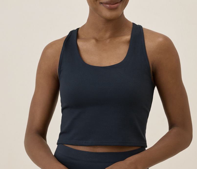 Organic On the Go-To Crop Tank
Brand: Pact
90% Organic Cotton, 10% Elastane