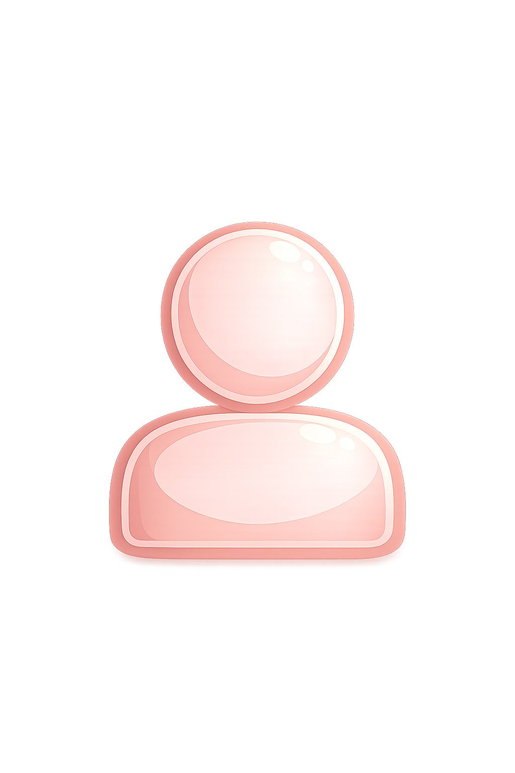 A glowing pink icon of a person, used as a user profile or account symbol.