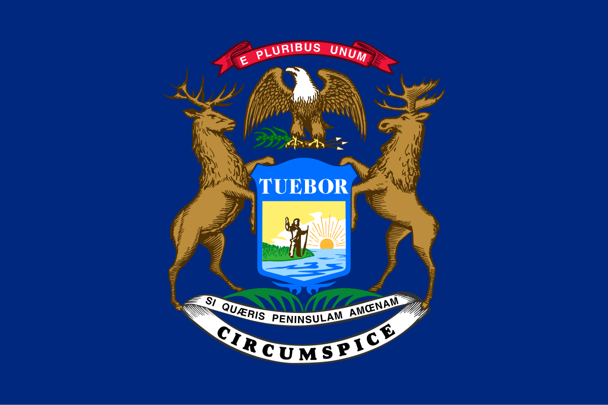 Michigan state flag representing Remote Online Notary services in Michigan