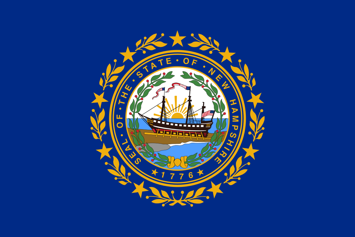New Hampshire state flag representing Remote Online Notary services in New Hampshire