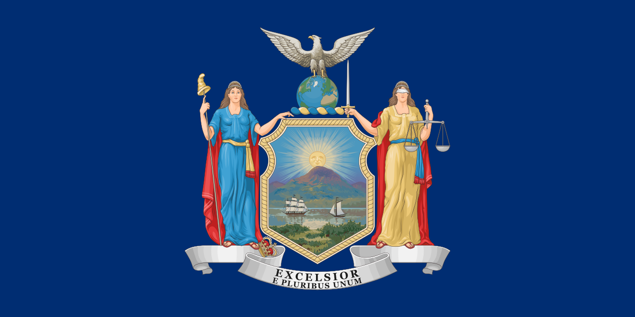New York state flag representing Remote Online Notary services in New York