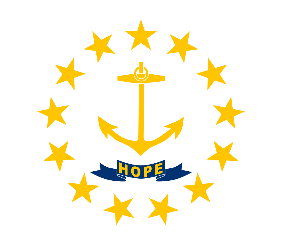 Rhode Island state flag representing Remote Online Notary services in Rhode Island