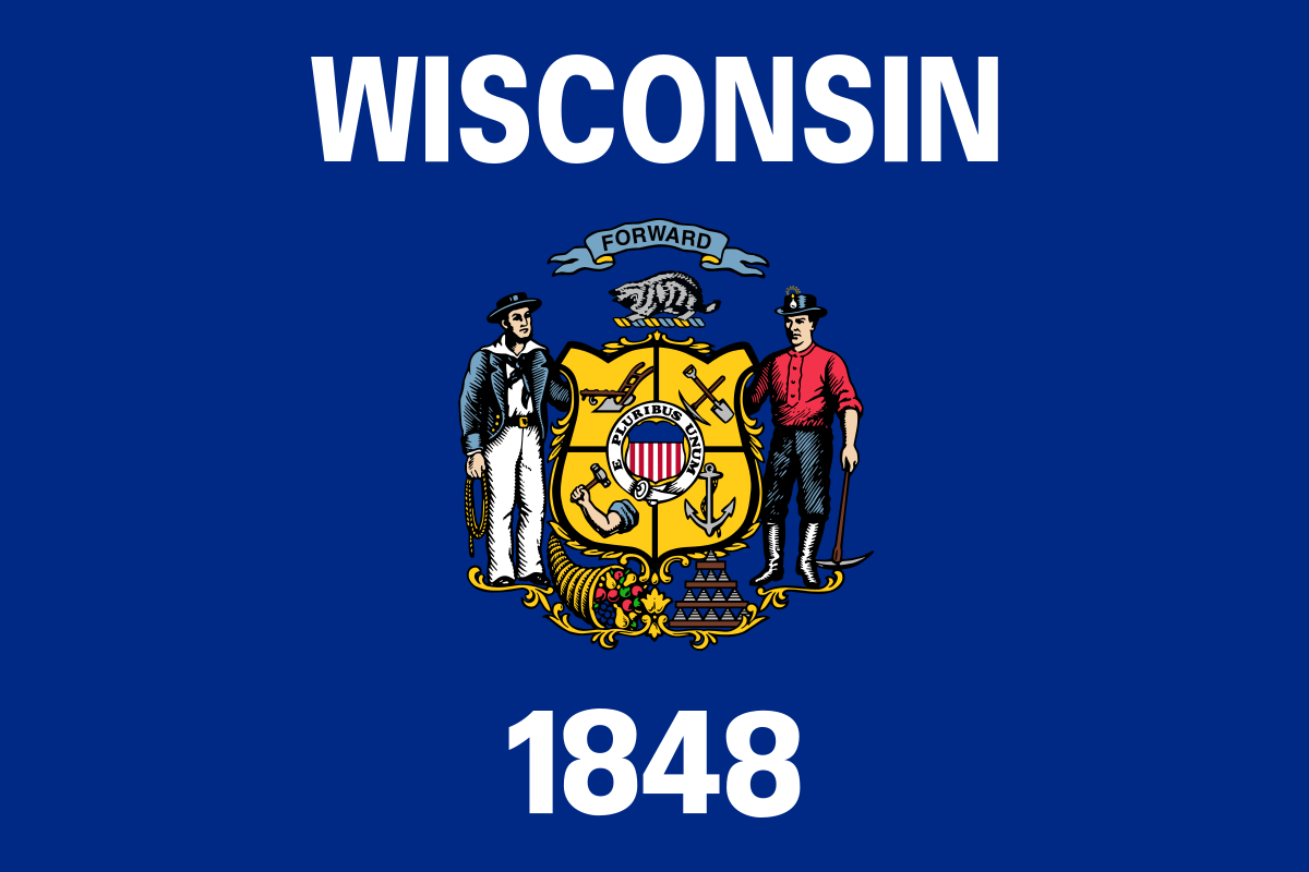 Wisconsin state flag representing Remote Online Notary services in Wisconsin