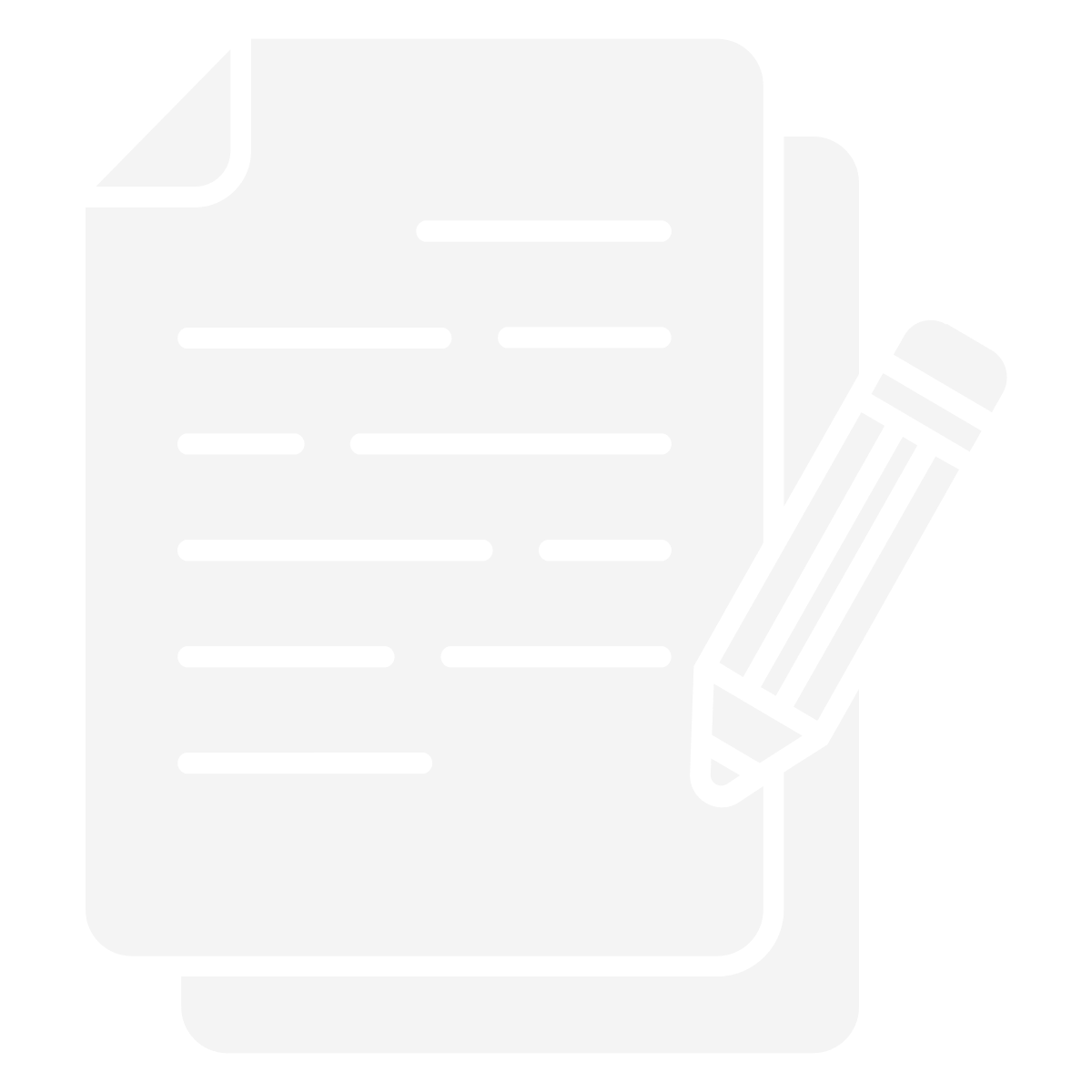 Icon of a piece of paper or document with lines of text, accompanied by a pencil, indicating writing or editing.