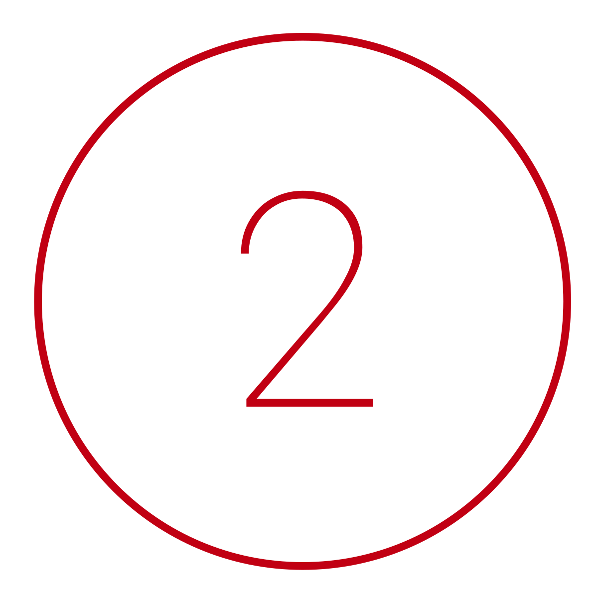 A digital countdown timer displaying the number 2 in red within a red circle on a black background.