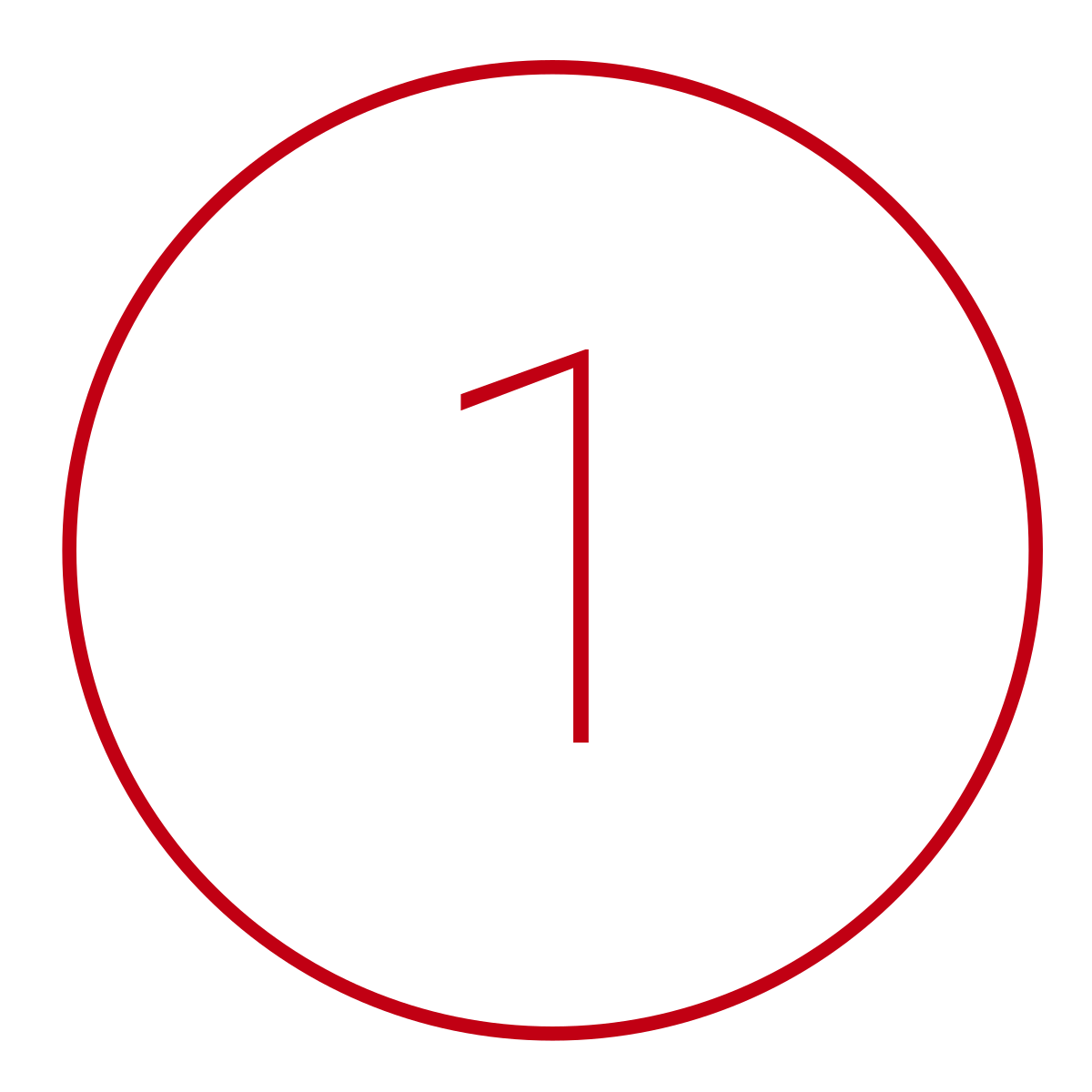 Red circle with the number 1 in black in the center.