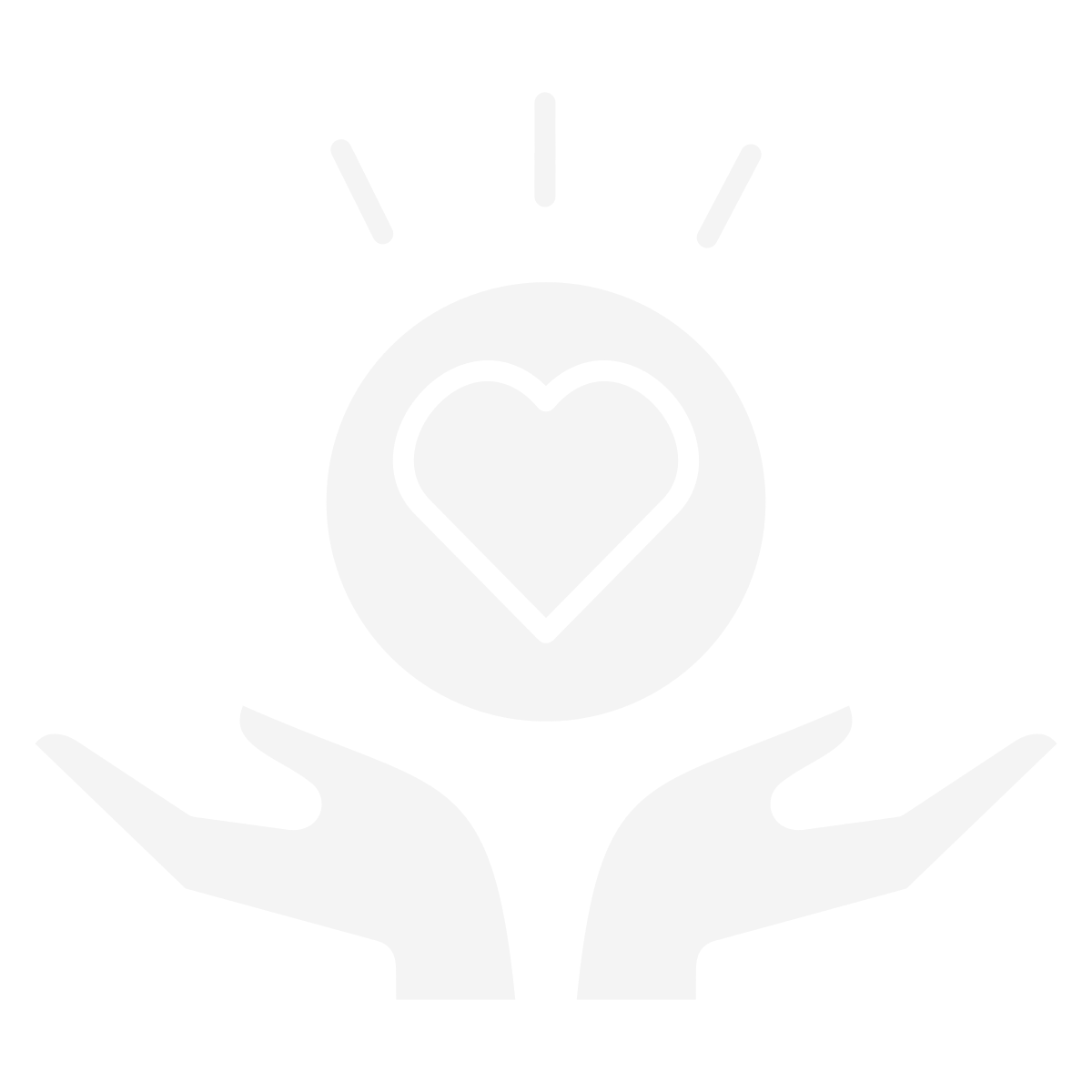 Icon of two hands gently holding a circle with a heart inside, representing care and compassion.