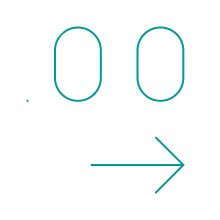 Illustration of a rightward pointing arrow with a dotted vertical line and two outlined ovals for precision