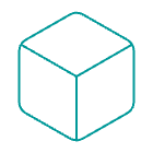 A simple line drawing of a cube with a minimalistic style.
