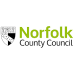Norfolk County Council logo with green and black text and a shield emblem