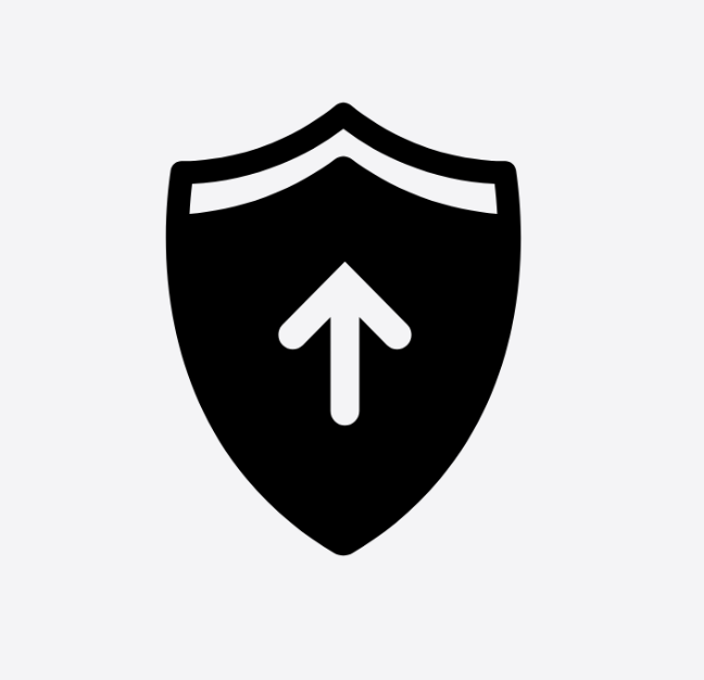 Shield icon with an upward arrow in the center.