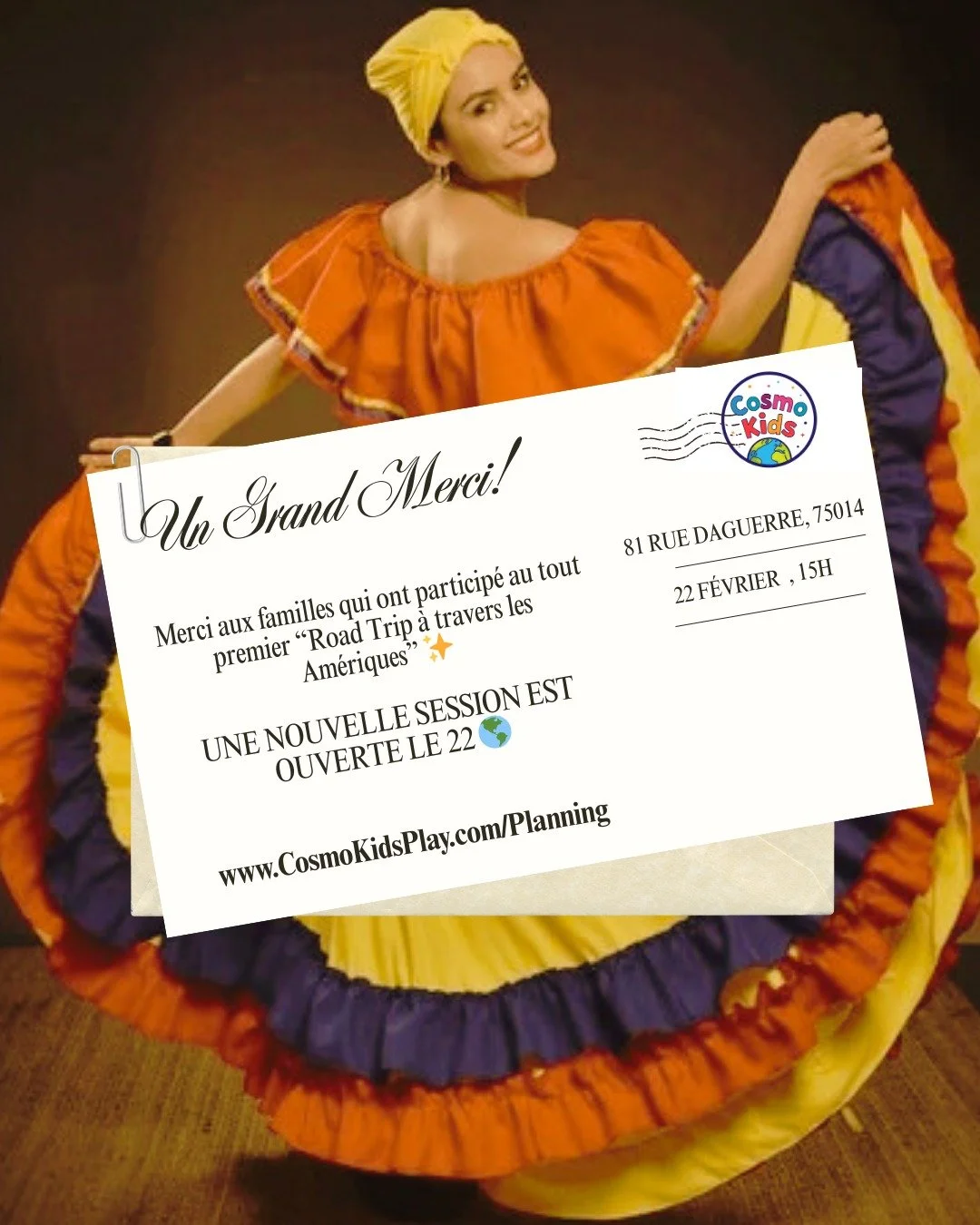 Un immense merci &agrave; toutes les familles qui ont particip&eacute; &agrave; notre tout premier "Road Trip &agrave; travers les Am&eacute;riques" ! 🌎✨

La session &eacute;tait compl&egrave;te et l&rsquo;ambiance extraordinaire ! Merci p