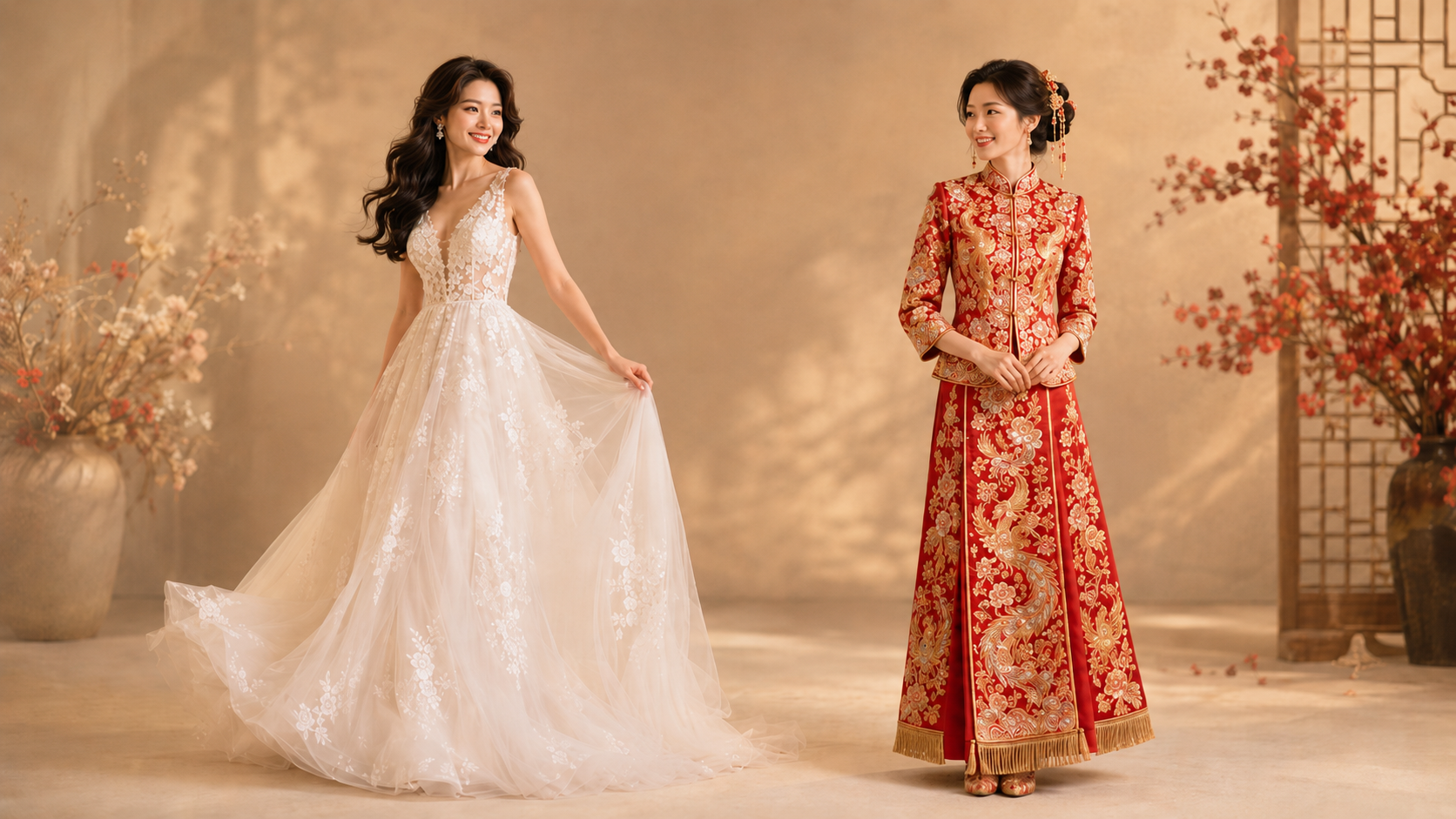 western wedding grown and Chinese Kwa
