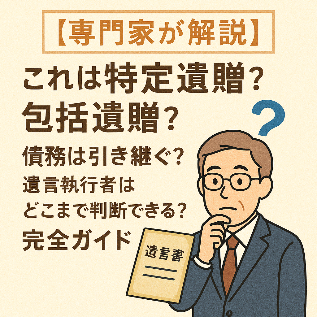 【専門家が解説】これは特定遺贈？包括遺贈？債務は引き継ぐ？遺言執行者はどこまで判断できる？完全ガイド