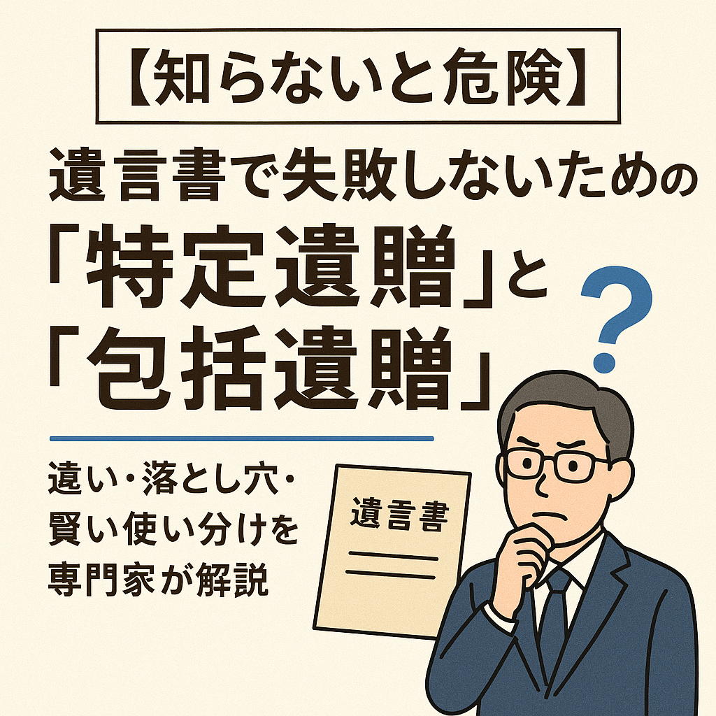 【知らないと危険】遺言書で失敗しないための「特定遺贈」と「包括遺贈」｜違い・落とし穴・賢い使い分けを専門家が解説