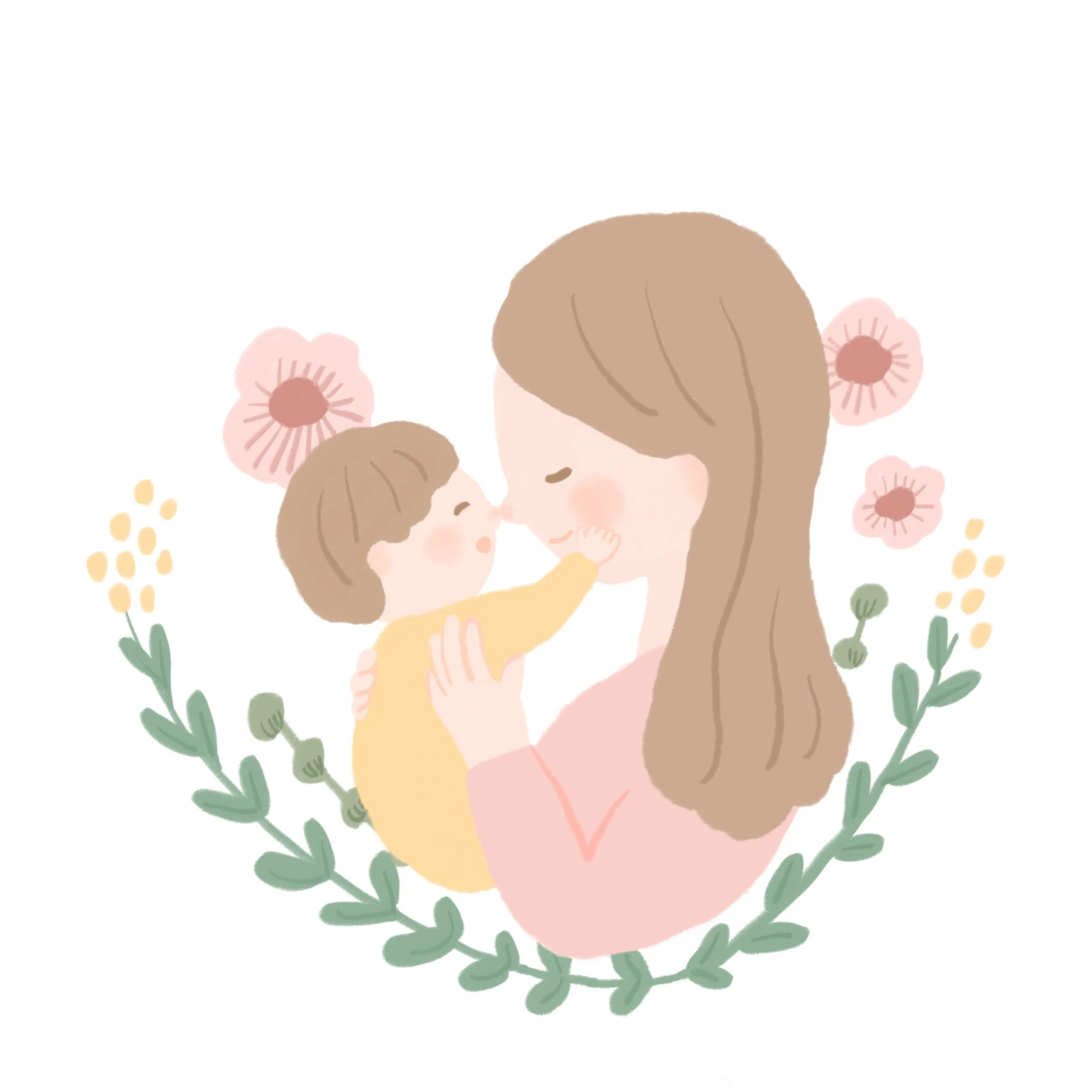 母と障害のある子どもの絵