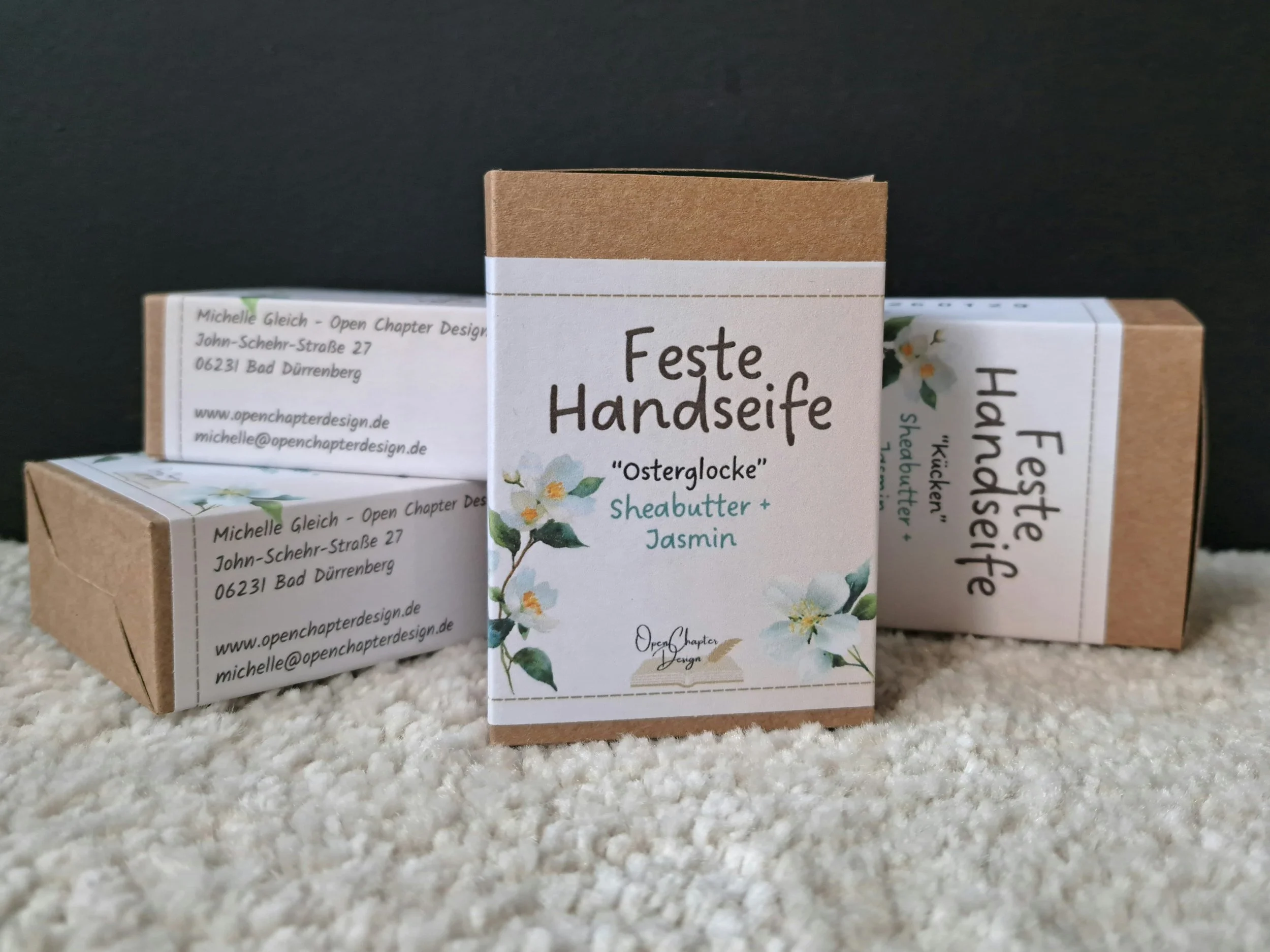 Feste Handseife, Sheabutter + Jasmin, Handmade