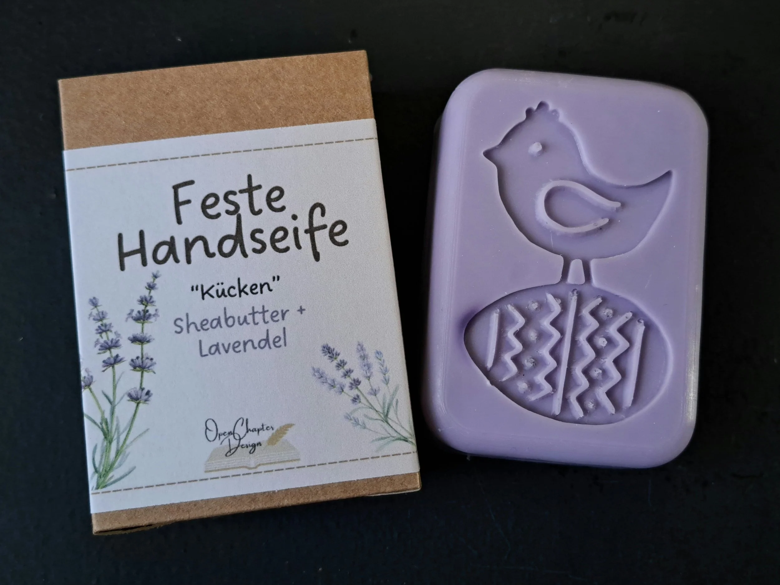 feste Handseife Lavendel, in Form "Kücken"