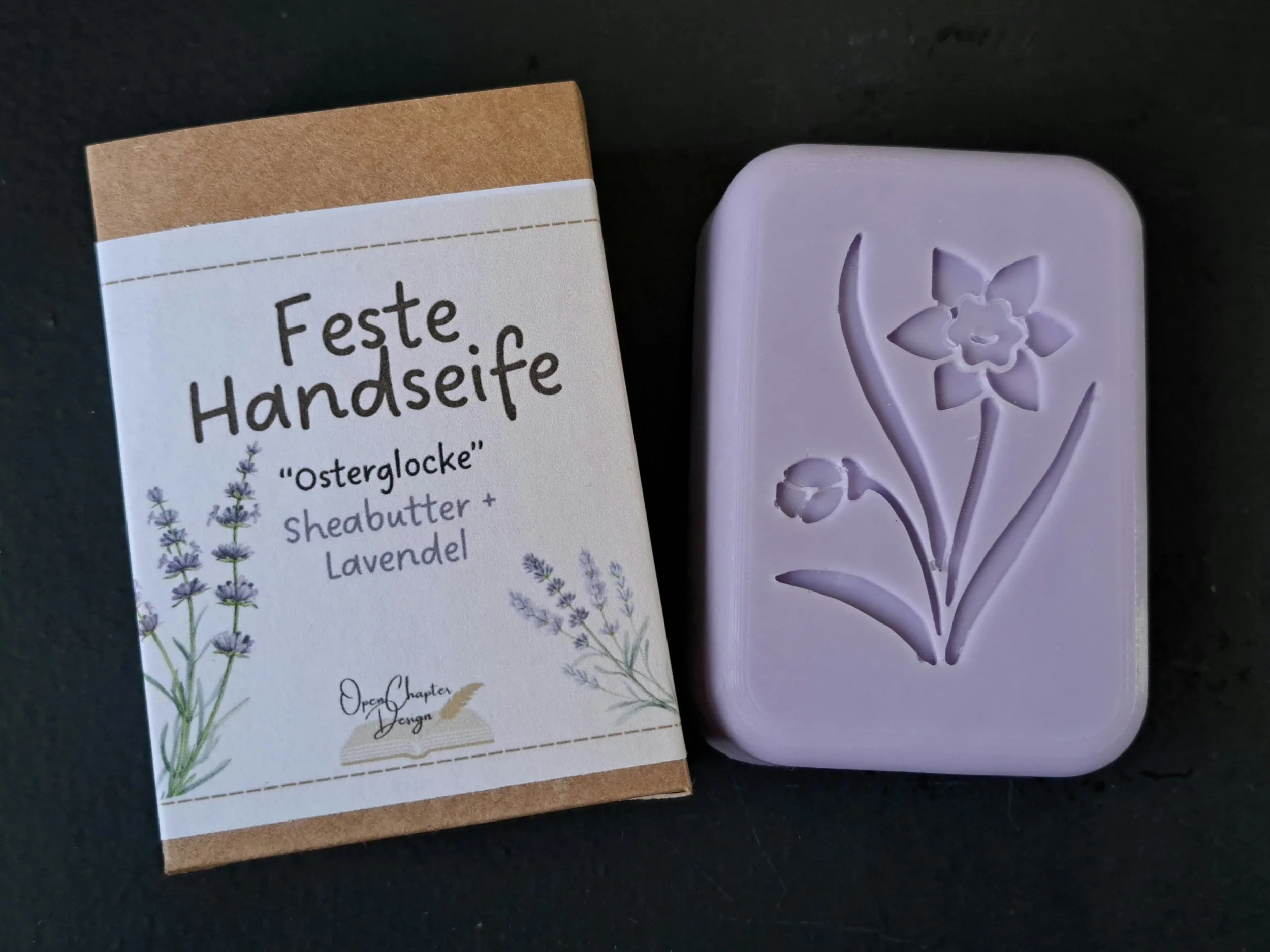 feste Handseife Lavendel, in Form "Osterglocke"