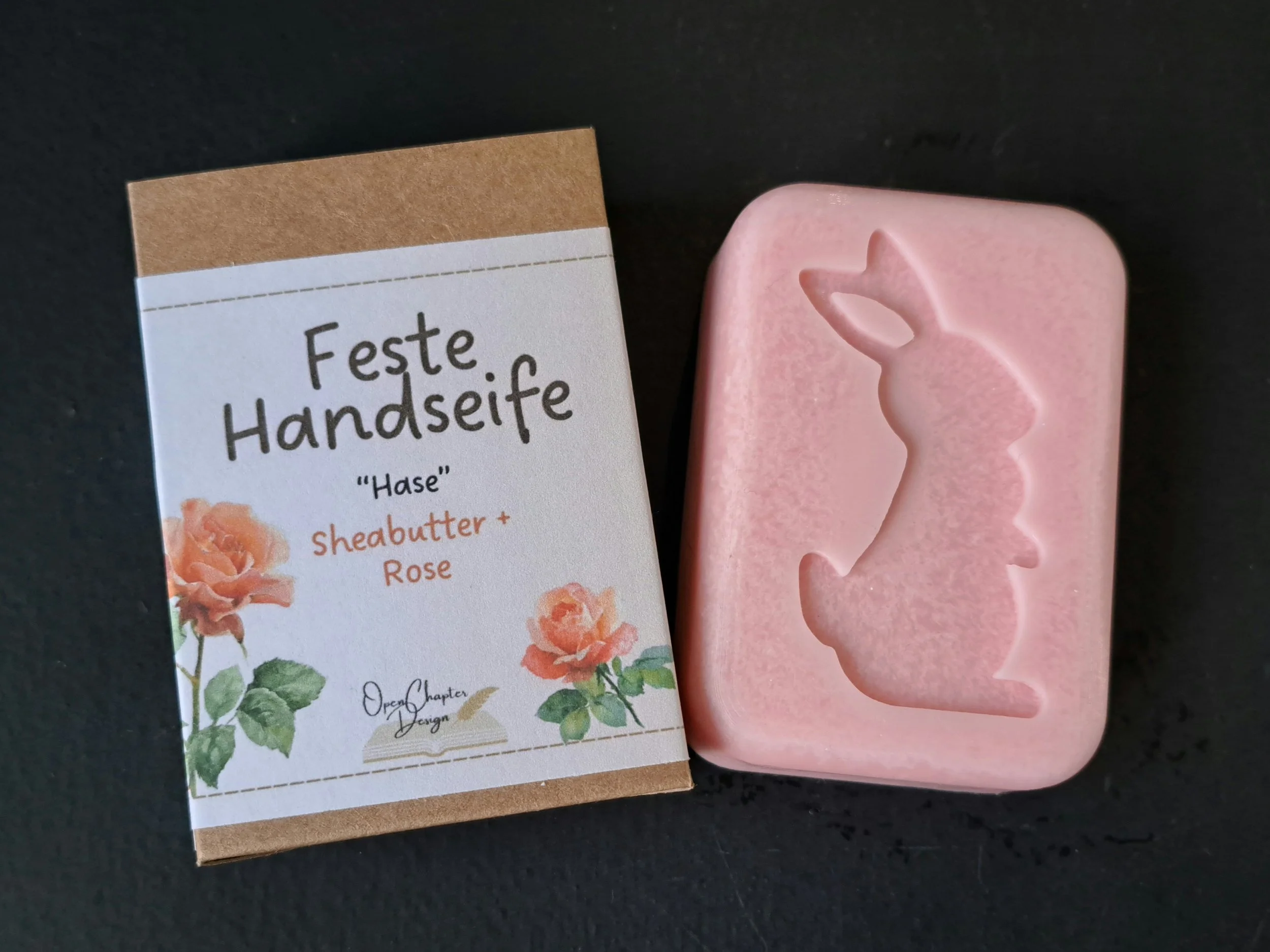 feste Handseife Rose, in Form "Hase"