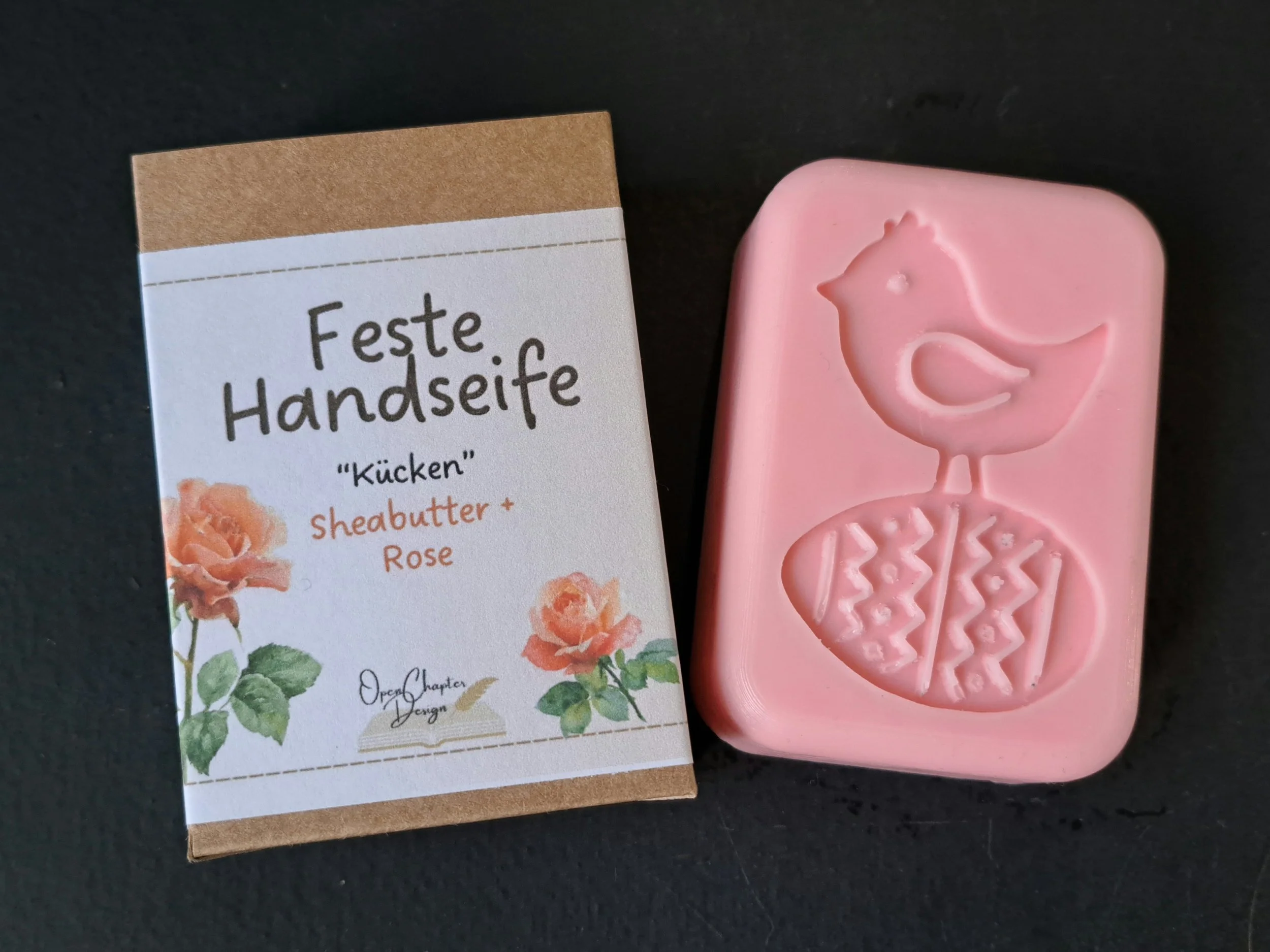 feste Handseife Rose, in Form "Kücken"