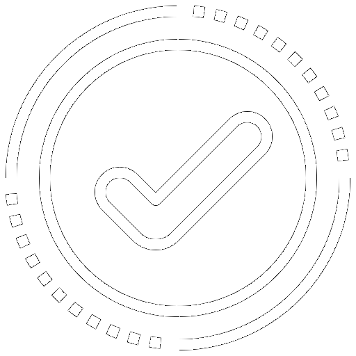 Symbol eines Häkchens in einem Kreis, das Erfolg oder Abschluss anzeigt.