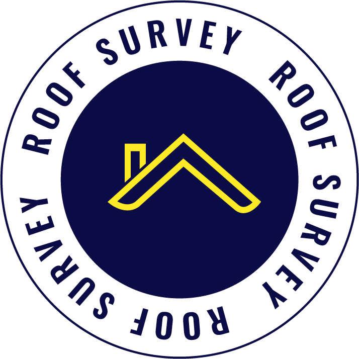 Circular logo with blue and white colors, featuring a stylized yellow roof icon in the center, and the words 'Road Survey' and 'Roo Survey' around the edges.