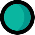 A solid teal-colored circle on a plain white background.