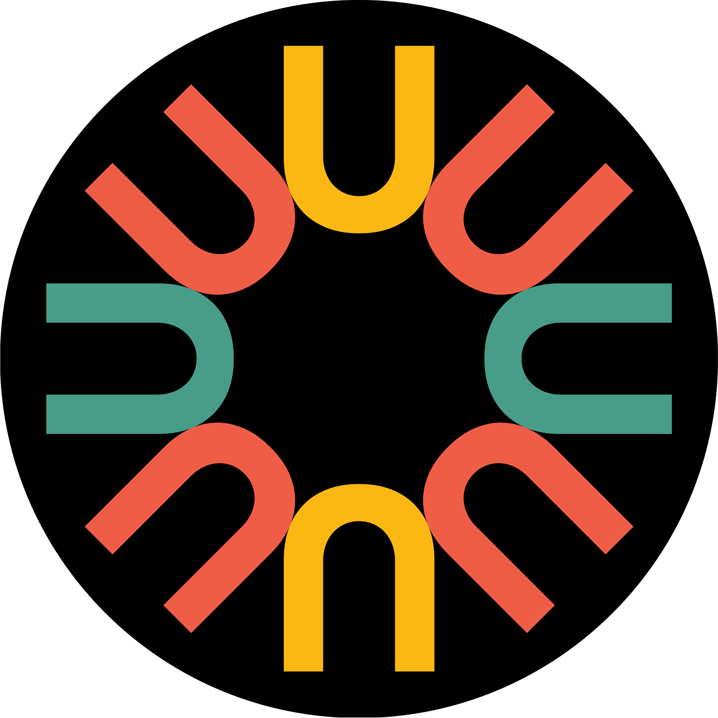 Colorful text forming the words 'DUE 2020' arranged in a circular pattern on a black background.