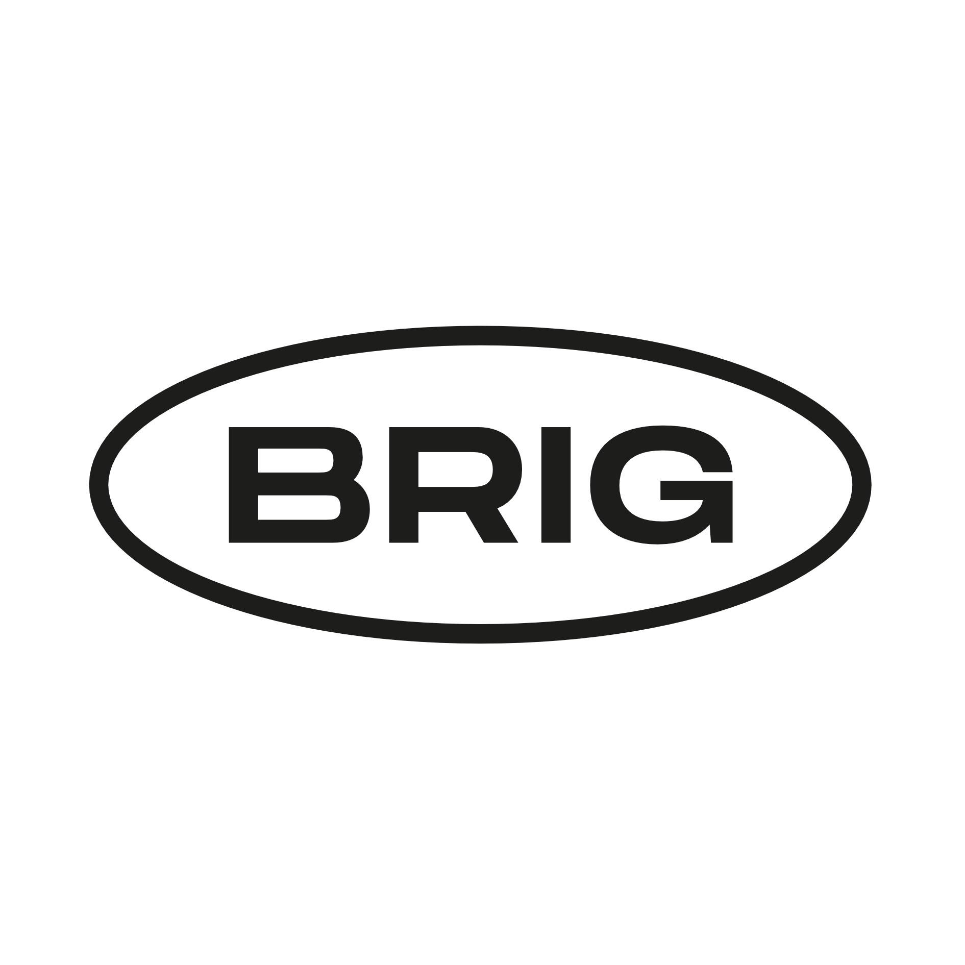 Black and white logo with the word 'BRIG' inside an oval outline.