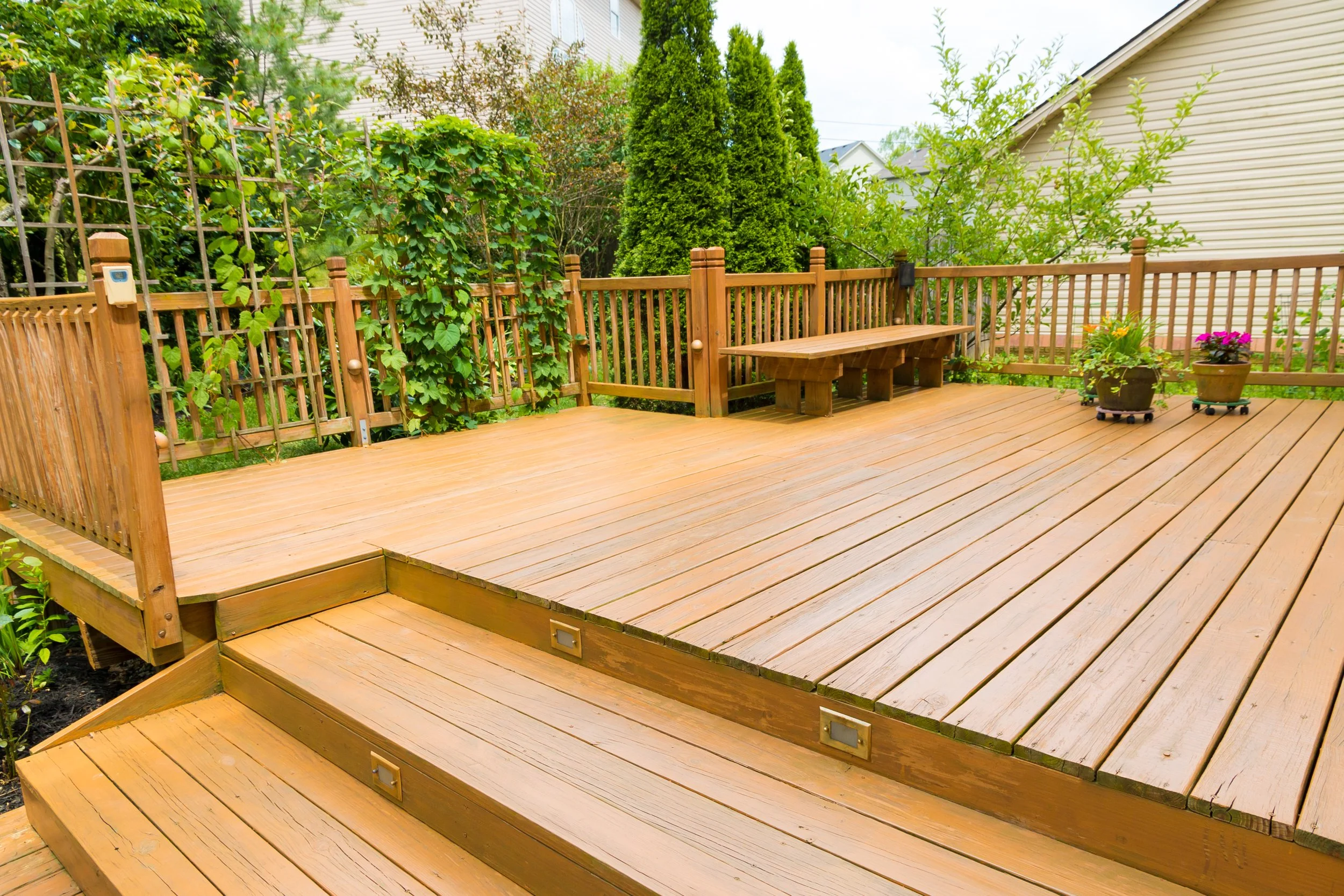 Composite decking in a back garden in Burton