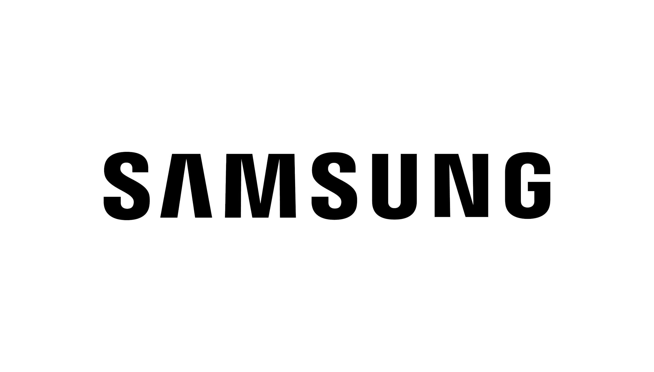 Black background with the word 'SAMSUNG' in outline font