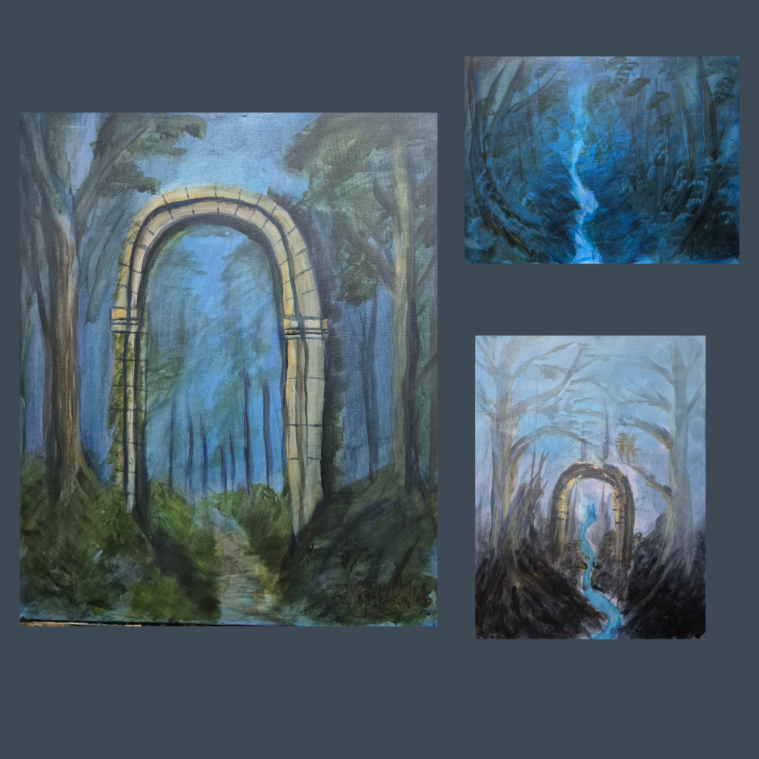 Mystical Pathways; A series of original acrylic paintings exploring moments of passage — thresholds, crossings, and immersion.