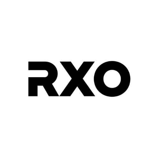 Black background with the white text 'RXO' in the center.