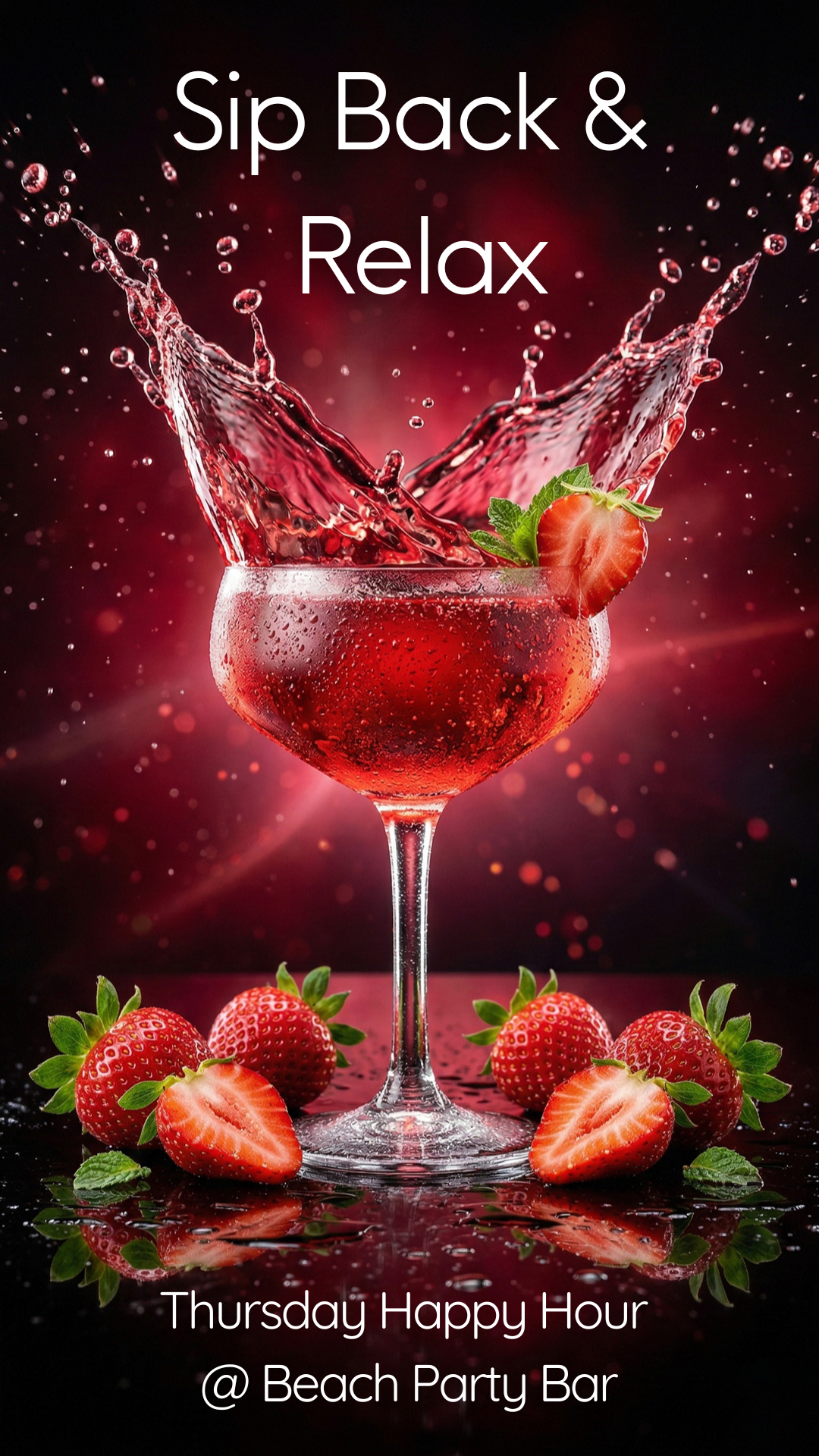 WhatsApp Status Post - BEACH PARTY BAR - Sip Back & Relax