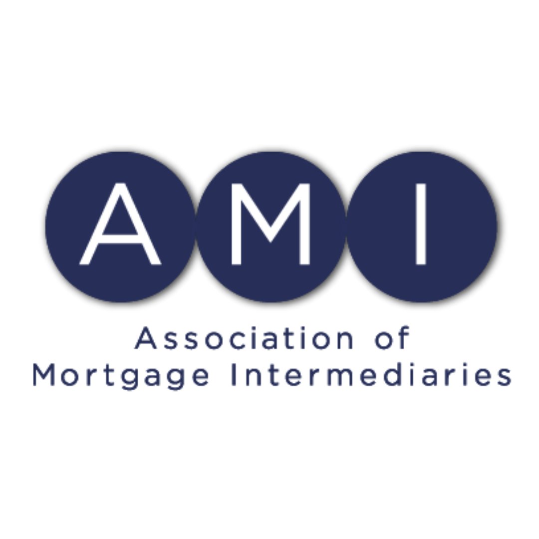 Logo of the Association of Mortgage Intermediaries with the initials AMI in large navy blue circles and the full name written below in navy blue text.