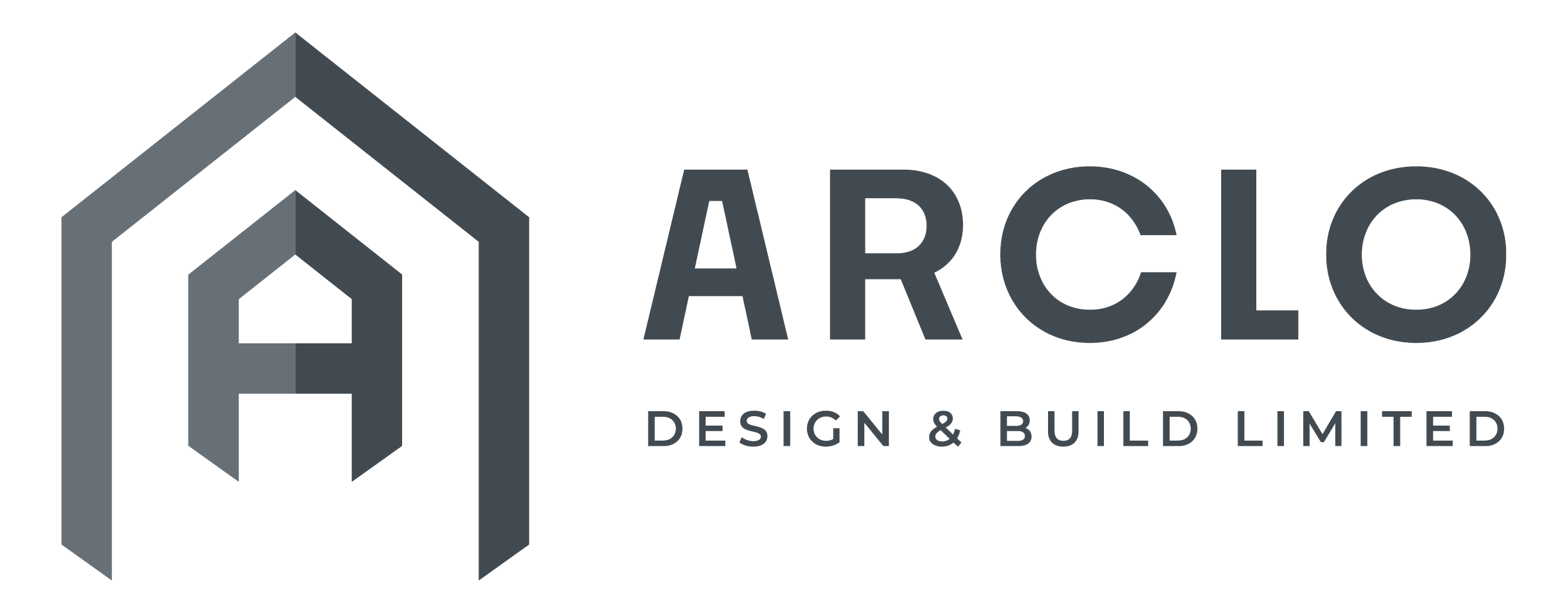 Logo for Arclo Design & Build Limited, featuring a stylized house and the company name.
