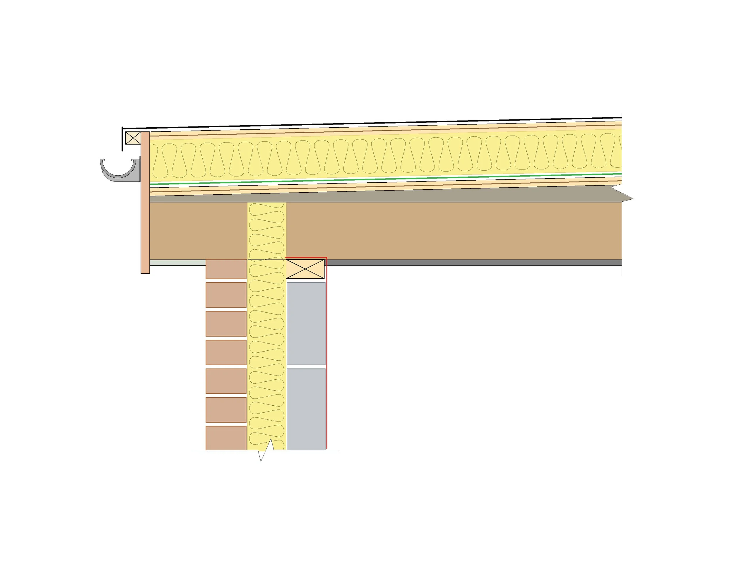 Cross-section of a building wall showing insulation layers and structural components. designed by architects in BIrmingham- Solid Build Architectural & Structural Engineering