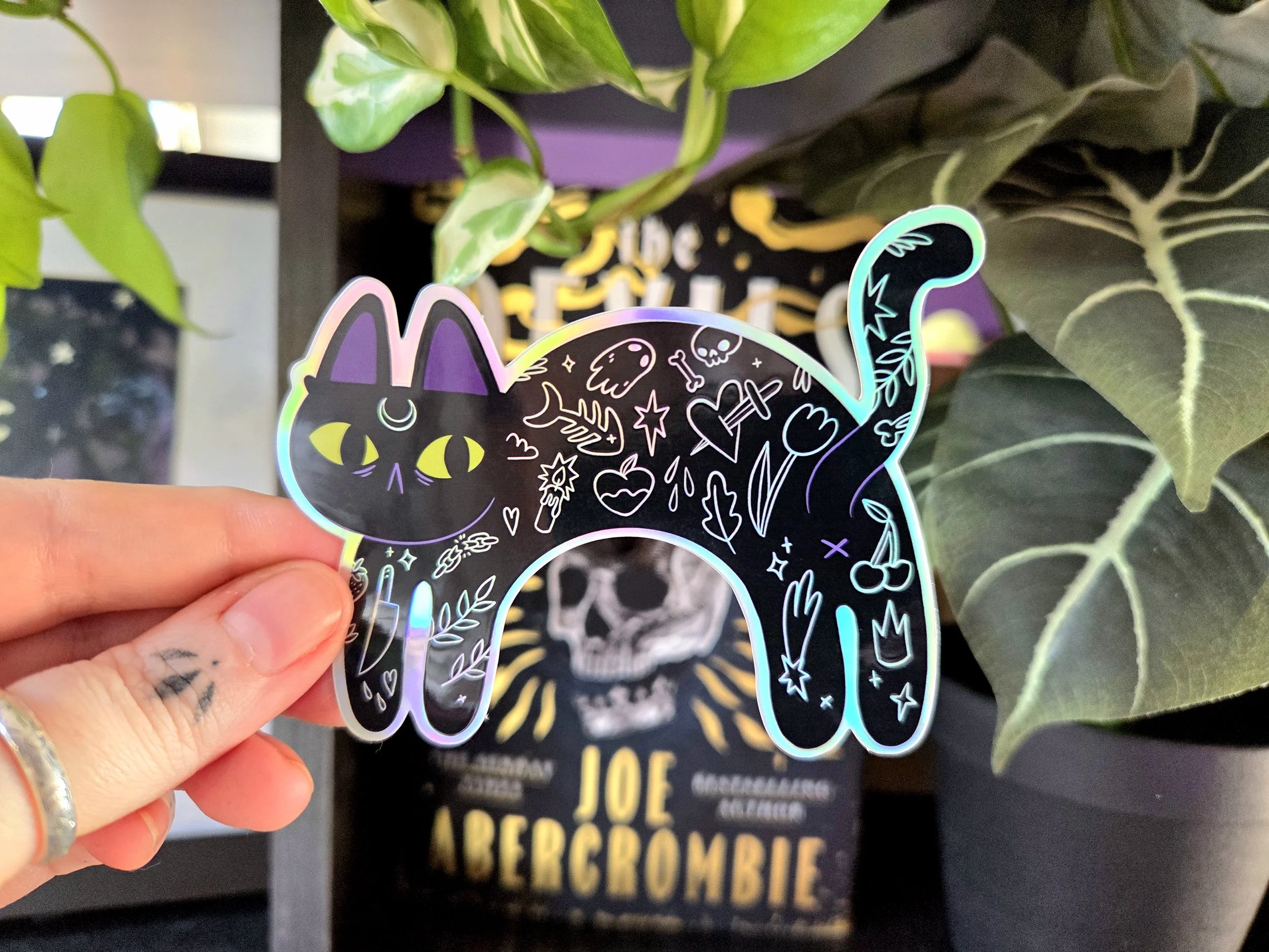 Tattoo Cat Holographic Sticker