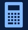 Blue calculator with a display screen and keypad